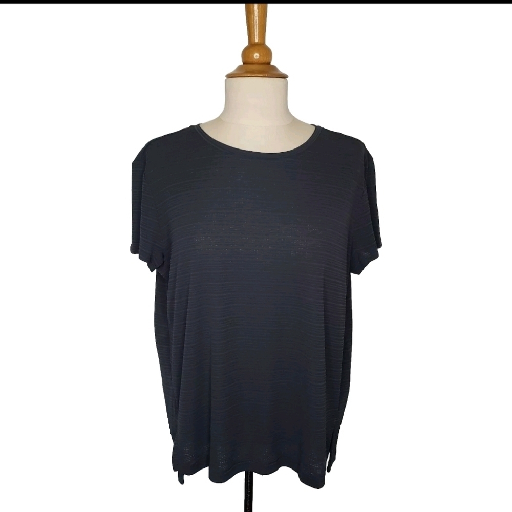 Adidas Climachill T Shirt Small Short Sleeve Grey Striped Workout Yoga Golf